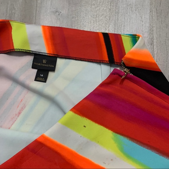 🔴Beautiful Orange Neon Pencil Skirt Side Slit 14 - Picture 9 of 10